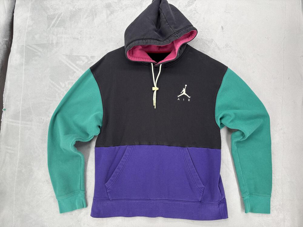 Vintage Jordan Hoodie Mens XL Multicolor Jumpman Air Colorblock Basketball 90s